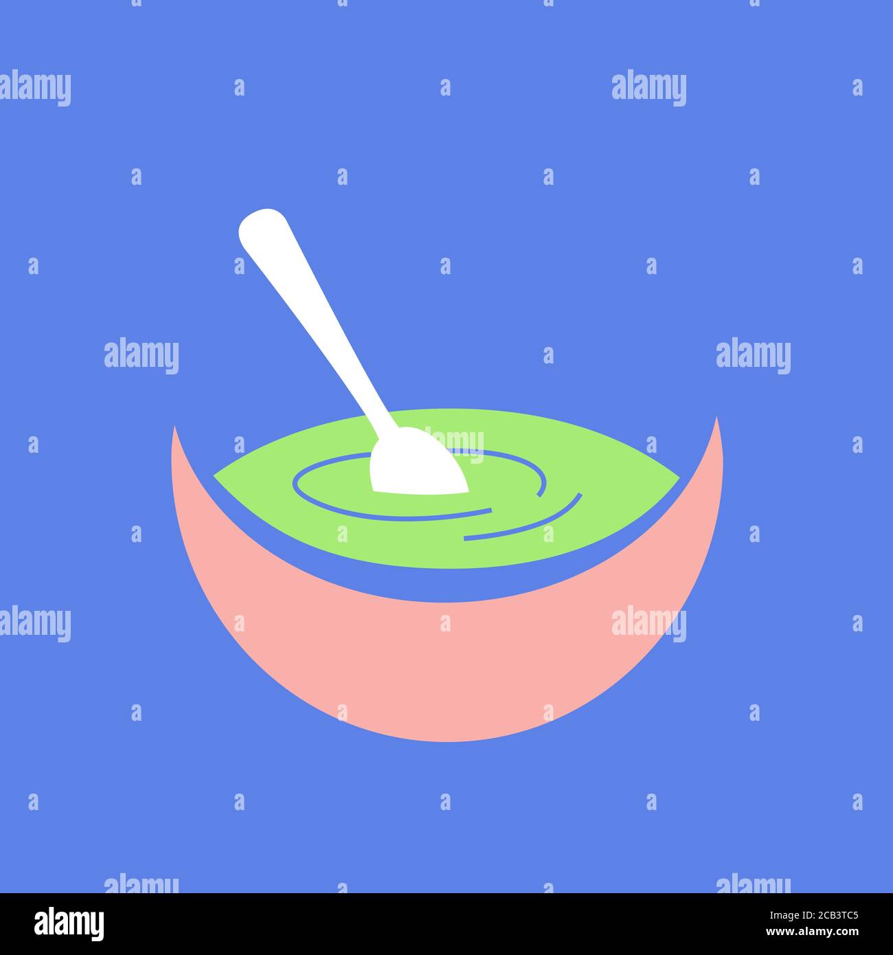 Healthy vegetable soup bowl colorful vector simple symbol. Stock Vector