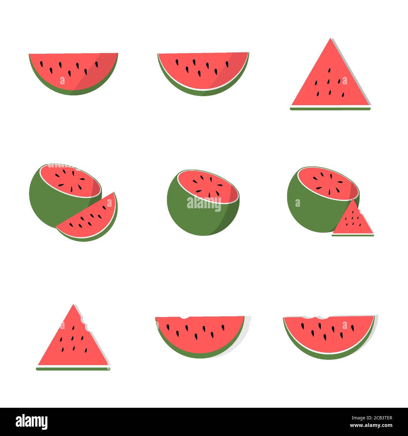 Watermelon whole and slice set vector illustration isolated Stock Vector