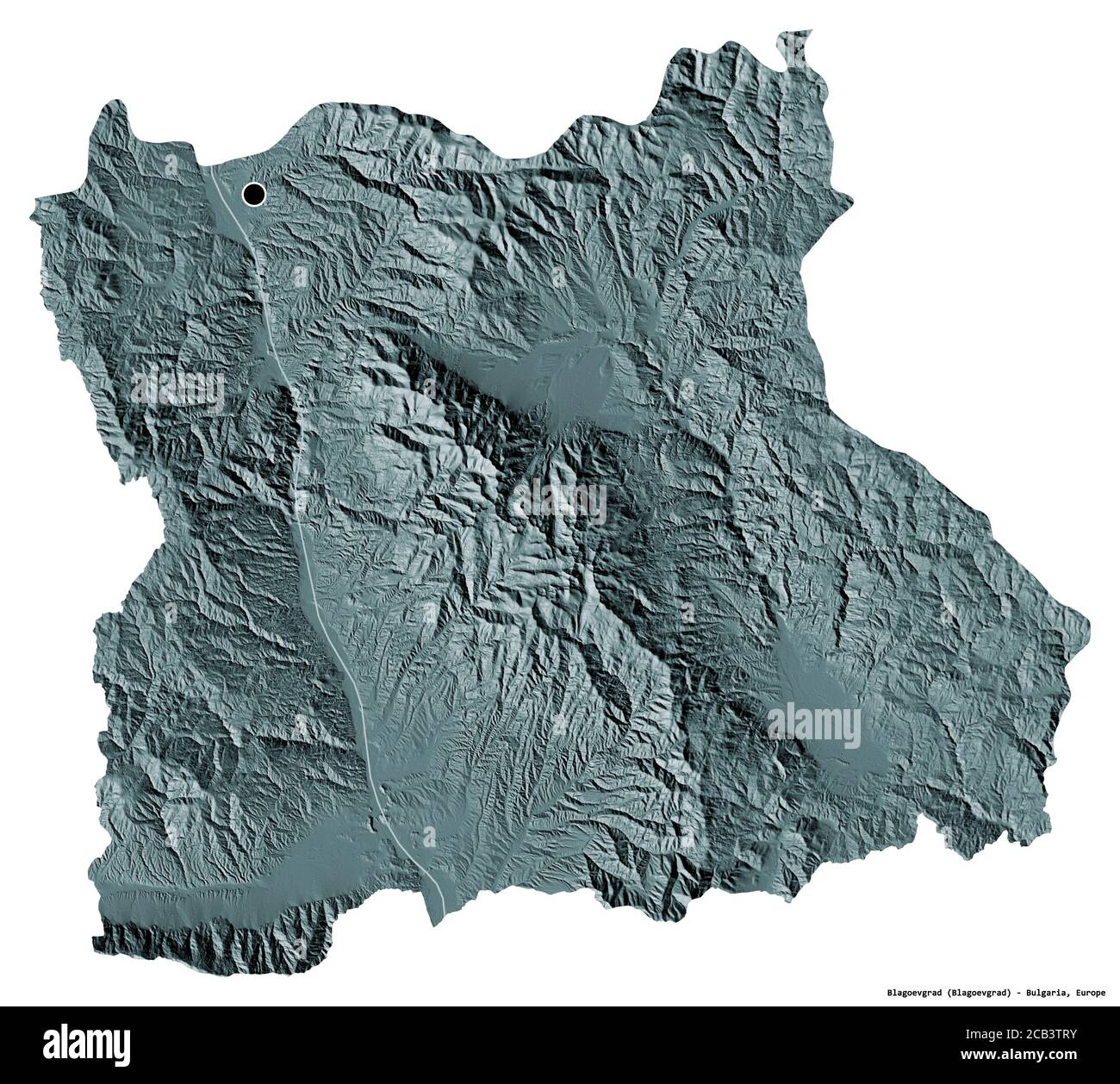 Shape of Blagoevgrad, province of Bulgaria, with its capital isolated ...