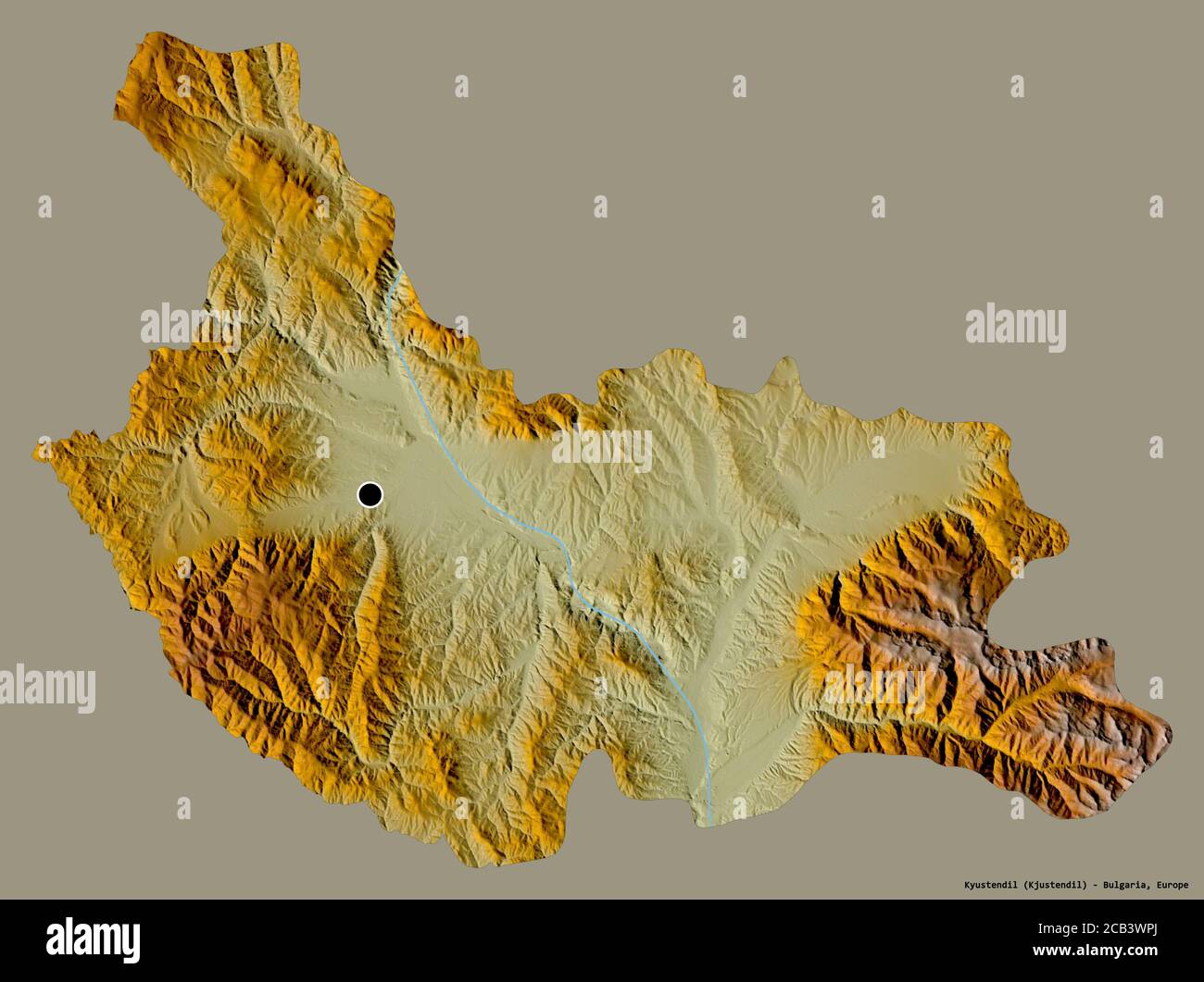 Shape of Kyustendil, province of Bulgaria, with its capital isolated on ...