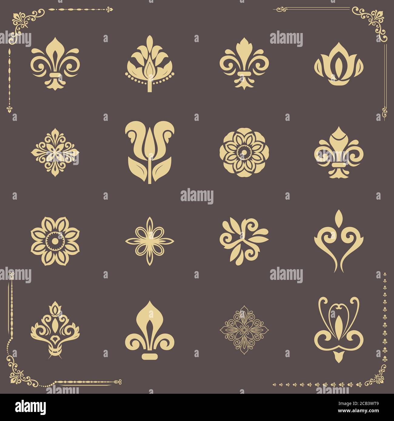 Vintage Set of Vector Golden Elements Stock Vector