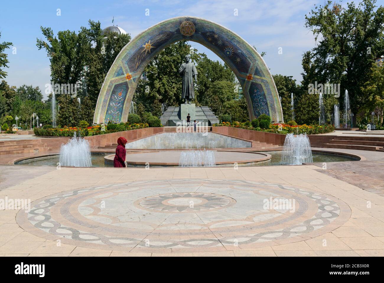 Statue of Persian poet Rudaki in Rudaki Park in Dushanbe, Tajikistan Stock Photo