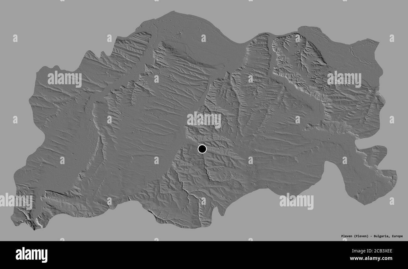Shape of Pleven, province of Bulgaria, with its capital isolated on a