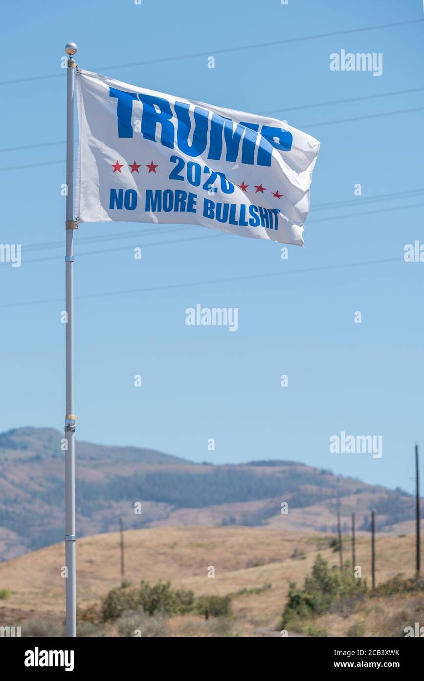 Trump 2020 No More Bullshit flag, Adams County, Idaho. Stock Photo