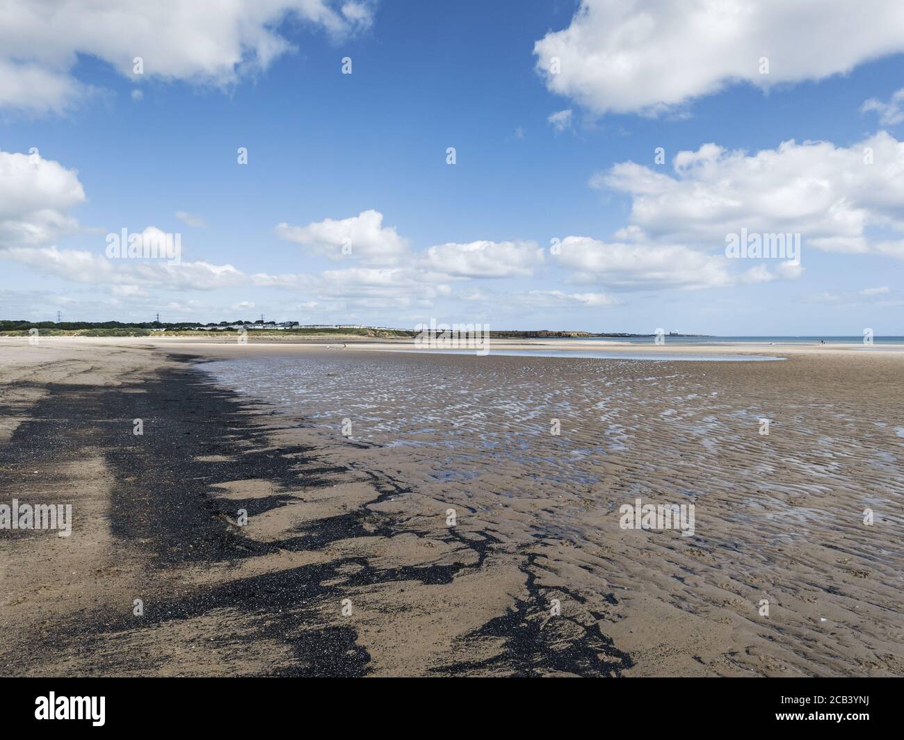 Low tide at Cambois beach, Northumberland, UK. Stock Photo