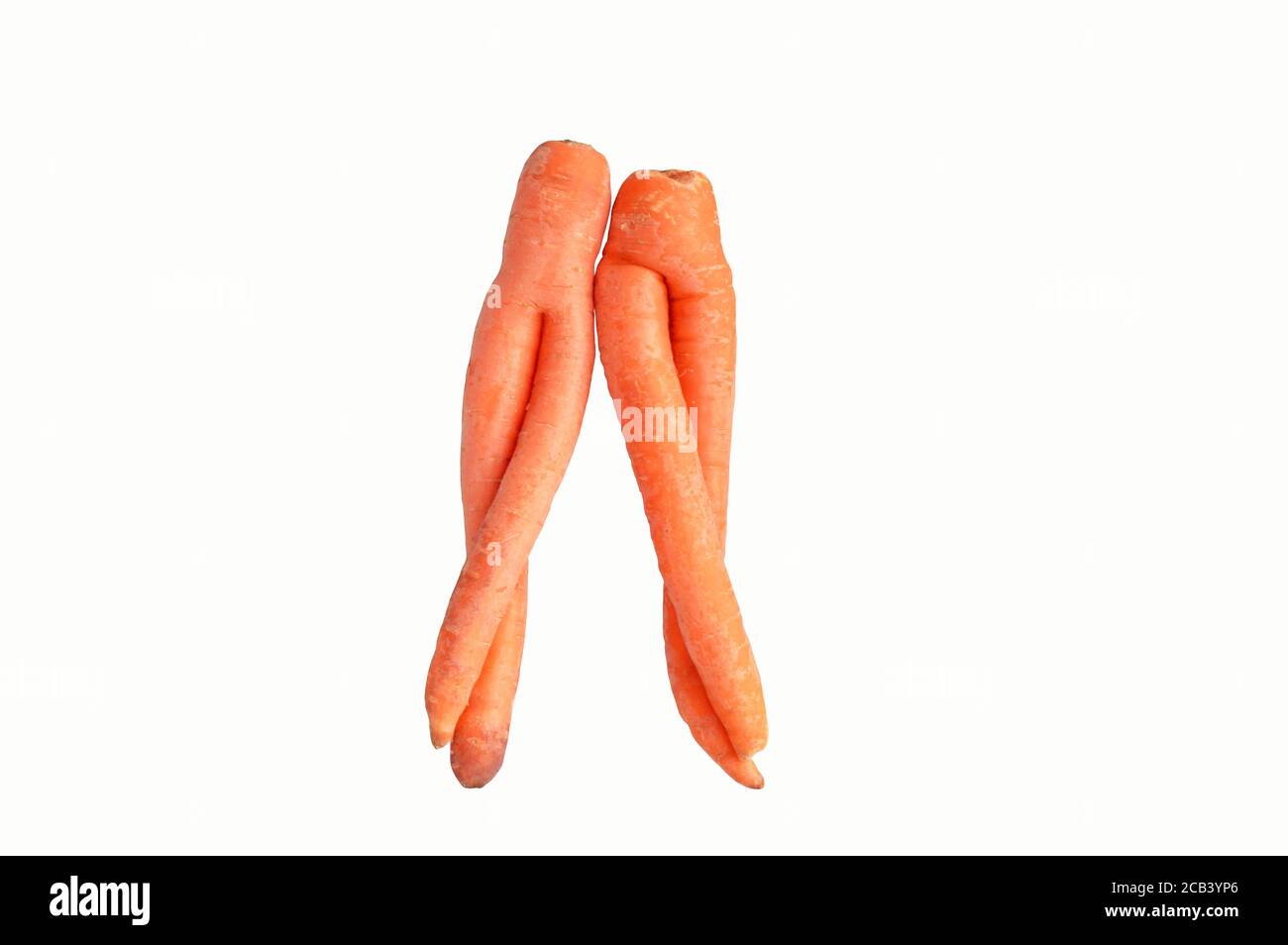Human shaped carrot couple standing side by side Stock Photo