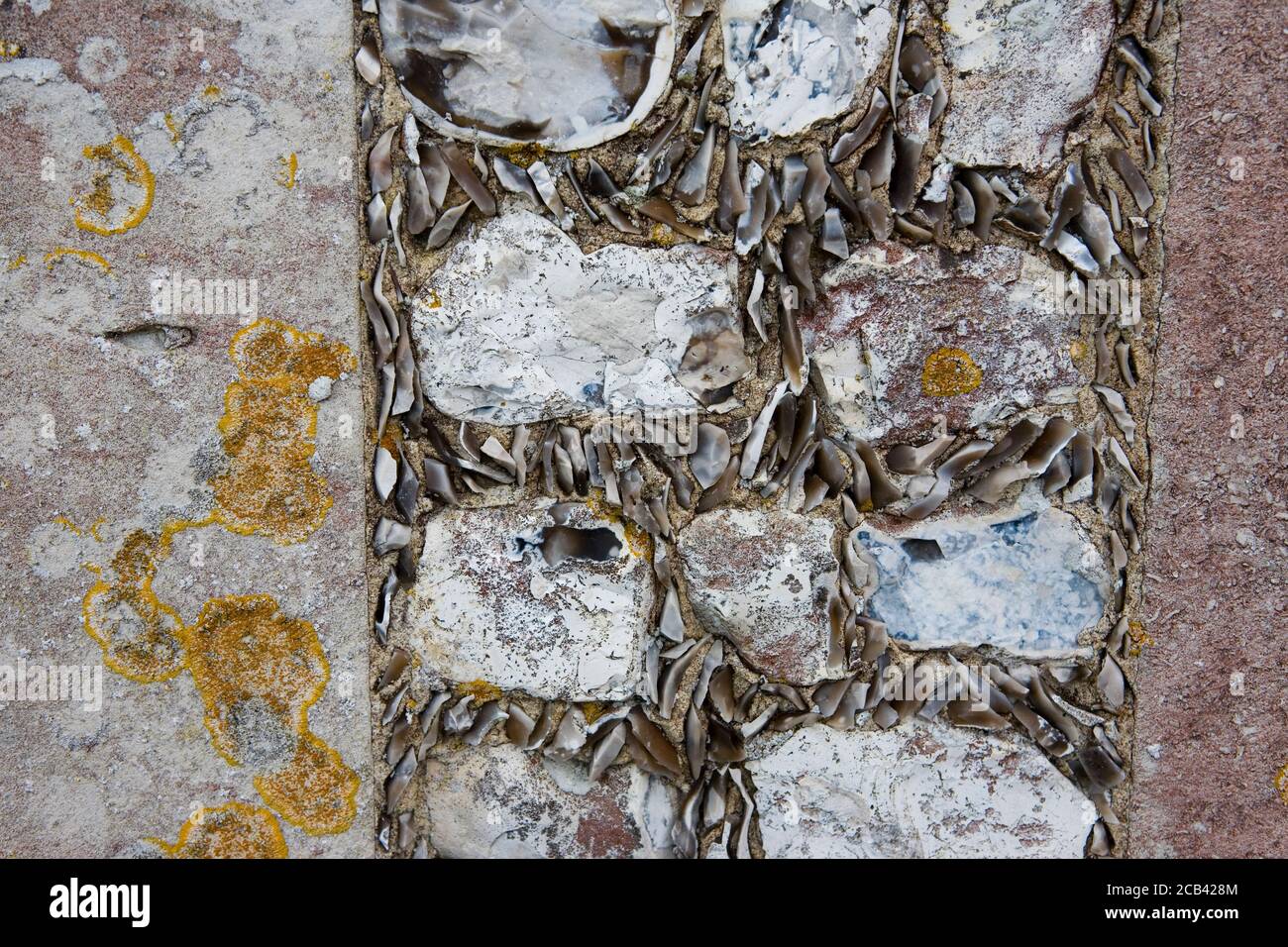 Detail of flint and stone path, West Dean Gardens, West Sussex, England, UK Stock Photo