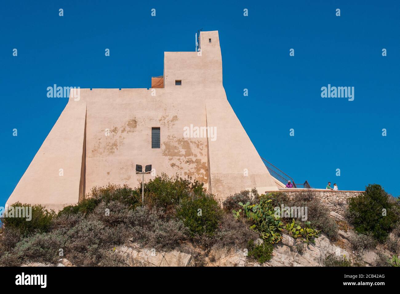 A view of Torre Truglia in the village of Sperlonga, Italy, a coastal town in the province of Latina, halfway between Rome and Naples. Stock Photo