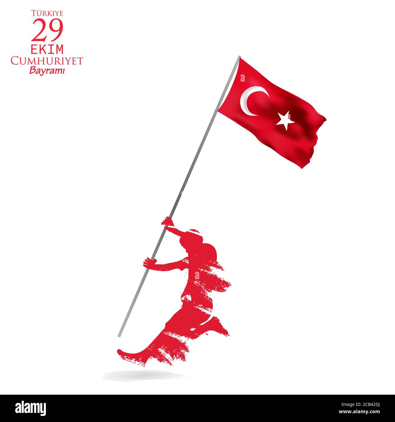 TURKIYE 29 EKIM CUMHURIYET BAYRAMI means in english 29 october Republic Day Turkey. Vector illustration. Stock Vector