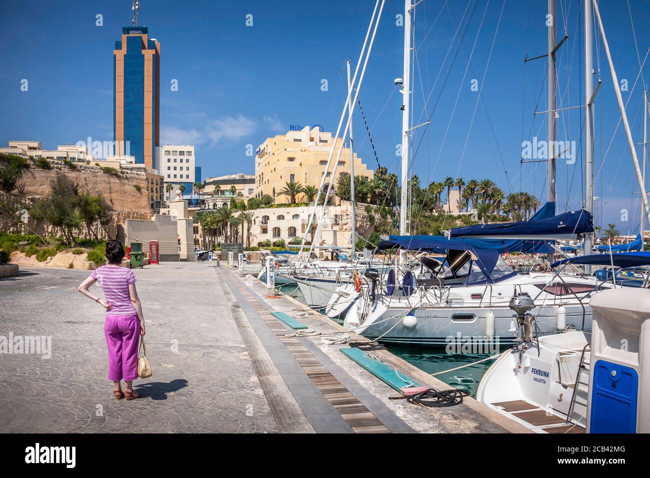 St Julian's & Hilton marina (Malta) Stock Photo