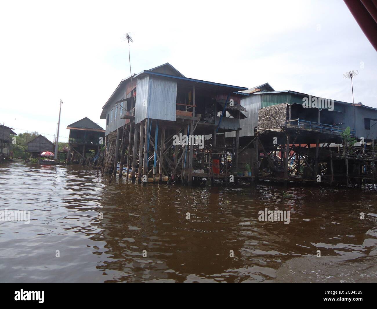 Floating Villages of tonle sap lake of Cambodia Stock Photo