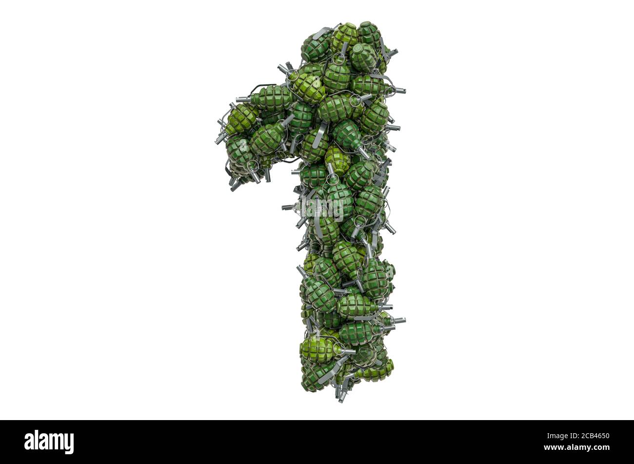 Number 1 from hand grenades, 3D rendering isolated on white background ...