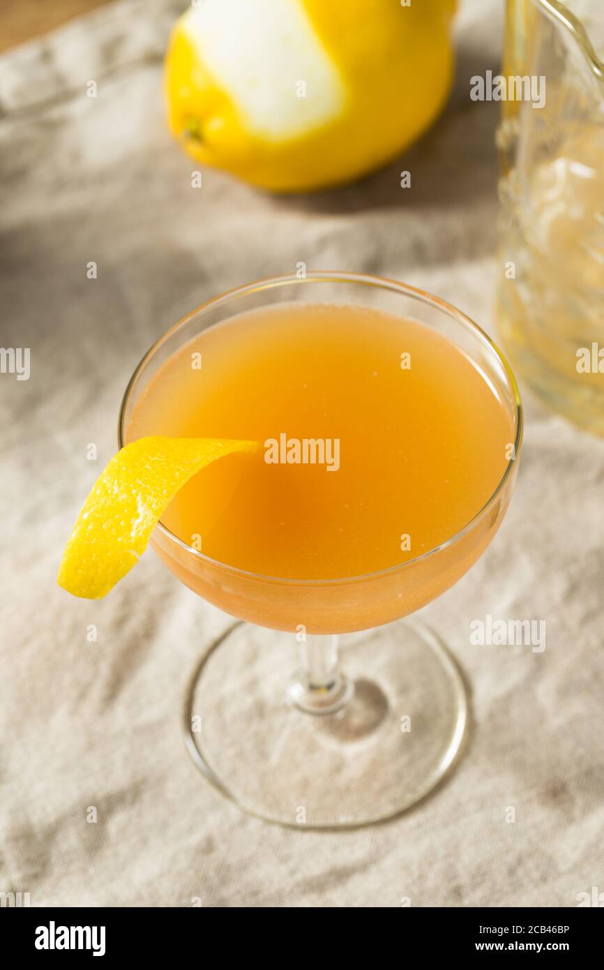 Refreshing Boozy Cognac Japanese Cocktail with Orgeat and Lemon Stock