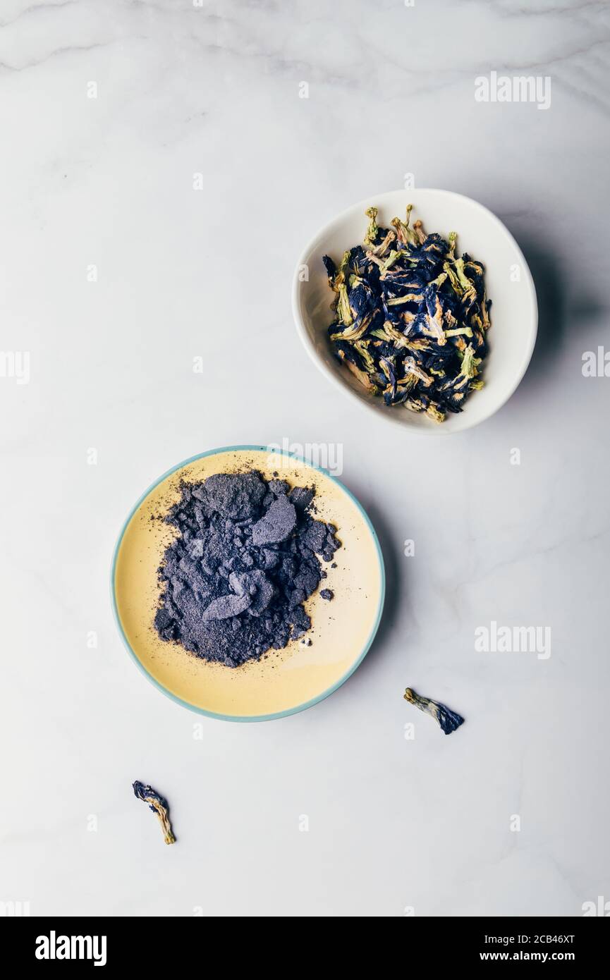 Blue matcha and butterfly pea flowers Stock Photo Alamy