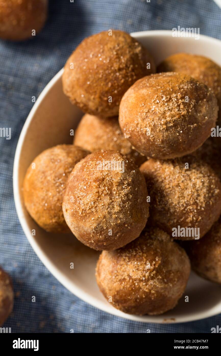 Homemade Fried Cinnamon Sugar Donut Holes Ready to Eat Stock Photo