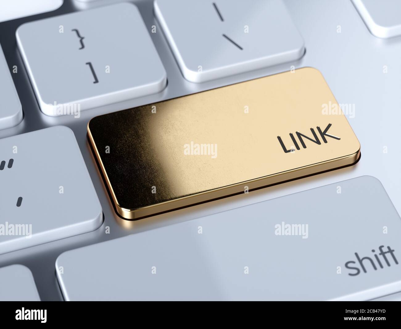 Golden LINK Chainlink computer keyboard button key. 3d rendering illustration Stock Photo