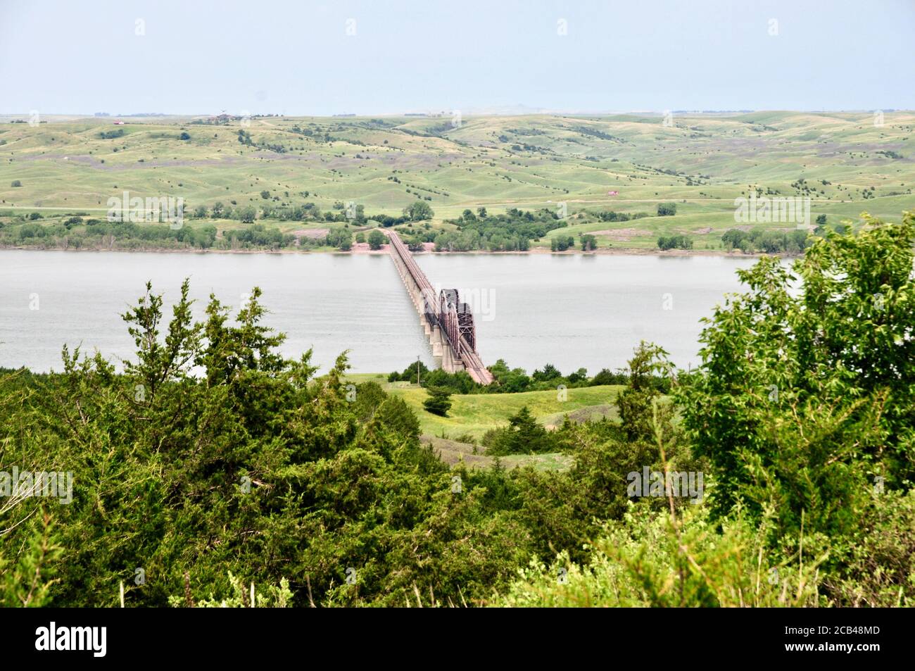 Rail Road Bridge over the Missouri River in Chamberlain, South Dakota 
