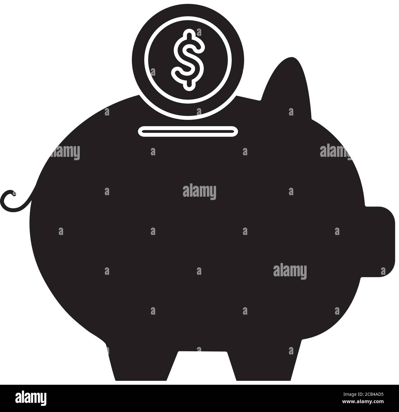 Coin over piggy silhouette style icon of money financial banking ...