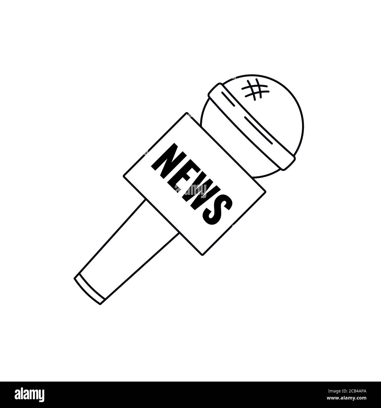 News microphone black line art icon isolated on white background Stock Vector Image & Art Alamy