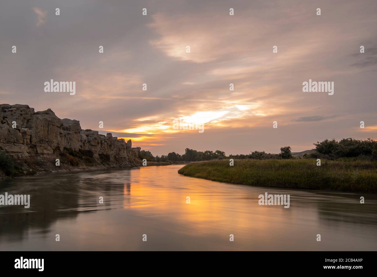 Milk River at sunrise, Writing on Stone Provincial Park, Alberta