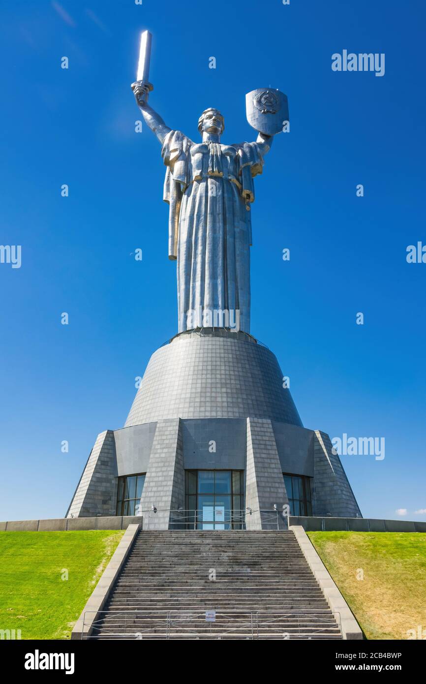 Motherland Monument in Kiev Ukraine on a sunny day. Stock Photo