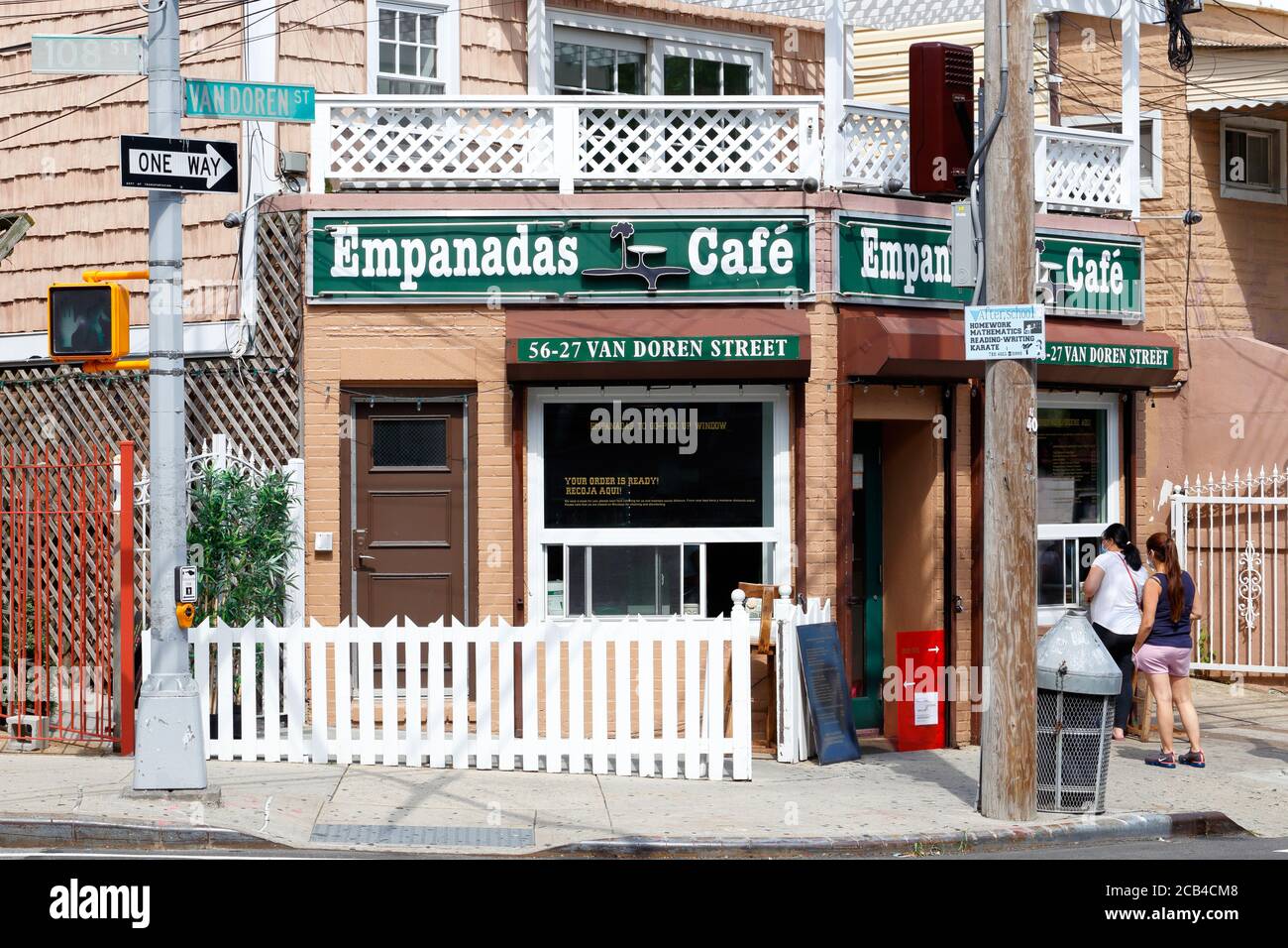 Empanadas Cafe, 56-27 Van Doren St, Queens, New York. NYC storefront photo of a Latin American eatery in the Corona neighborhood. Stock Photo