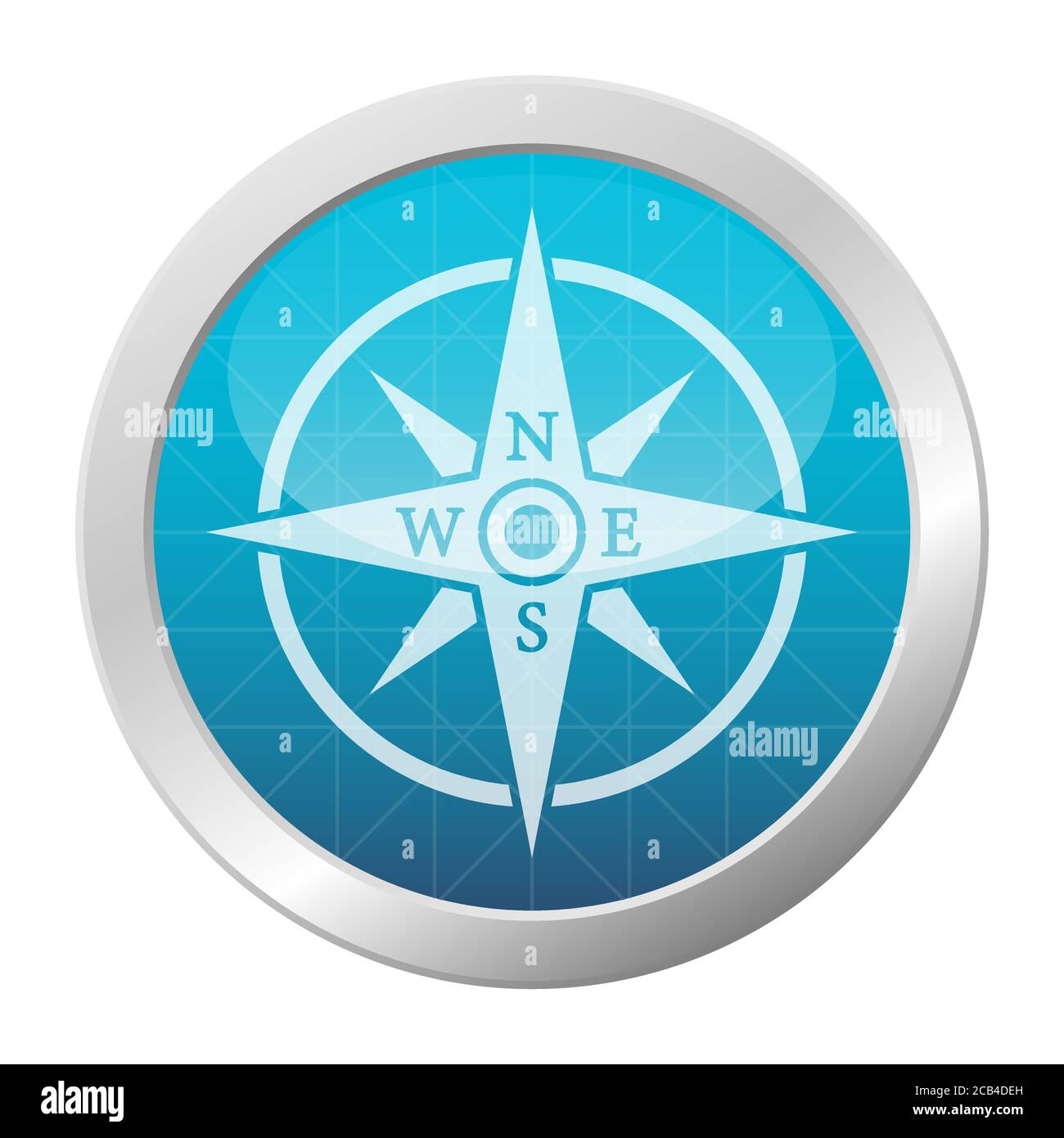 Compass icon blue shiny circle button navigation tool symbol vector illustration Stock Vector