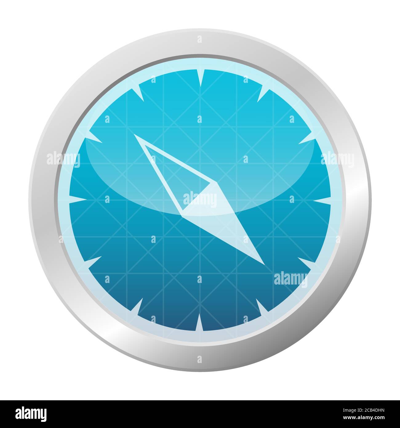 Compass icon blue shiny circle button navigation tool symbol vector illustration Stock Vector