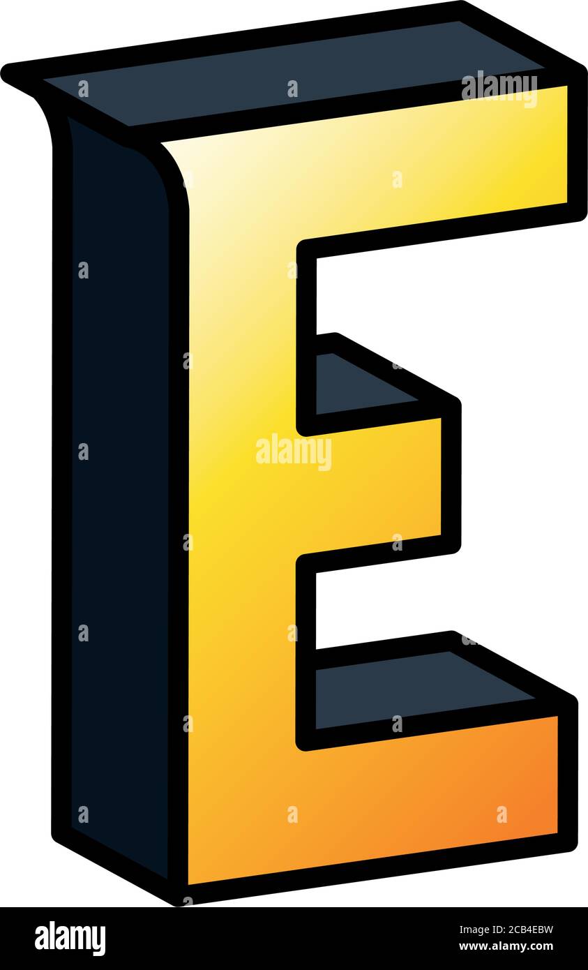 3d e letter design, lettering typography retro and comic theme Vector ...