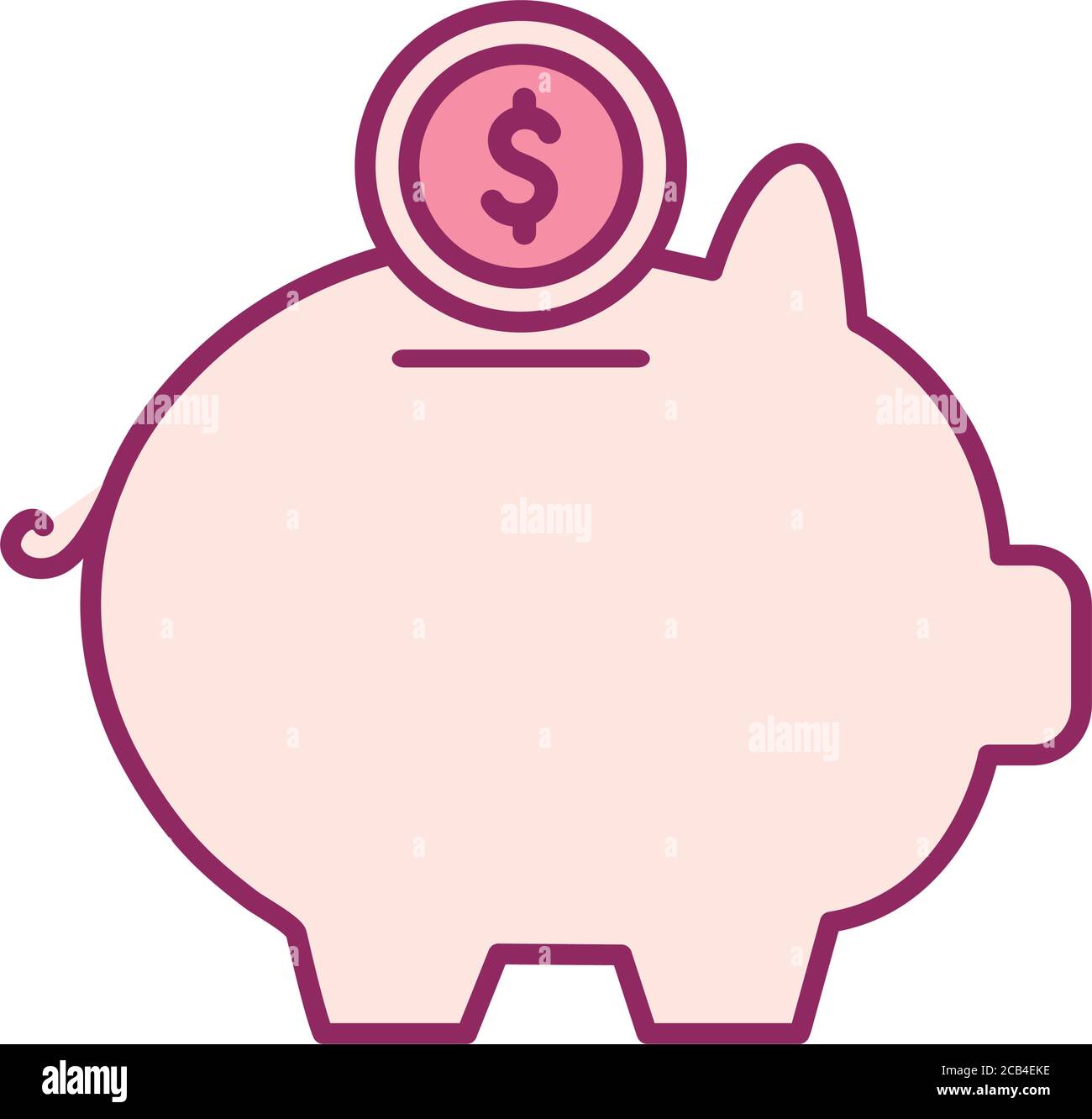 Coin over piggy line and fill style icon of money financial banking ...