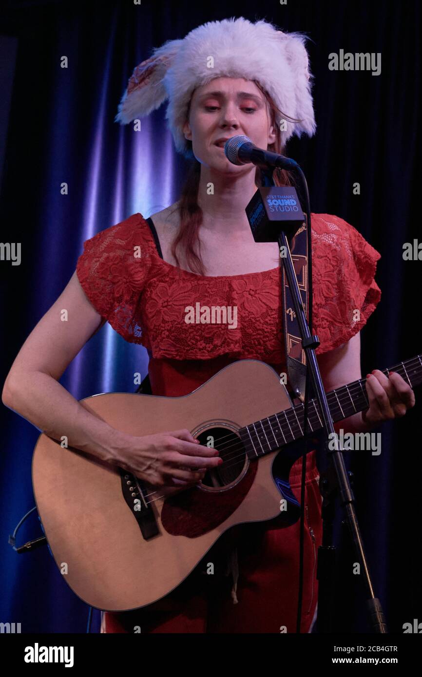 BALA CYNWYD, PA, USA - APRIL 26, 2018: English Singer-Songwriter Kate Nash Visits Radio 104.5's Performance Theatre. Stock Photo