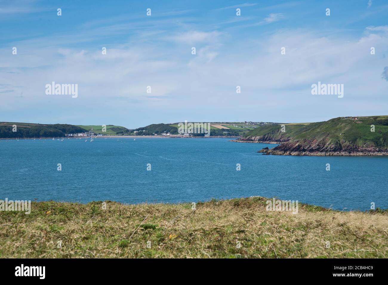 Part of the Pembrokeshire coast, looking from Great Castle Head towards Dale across part of Milford Haven Stock Photo