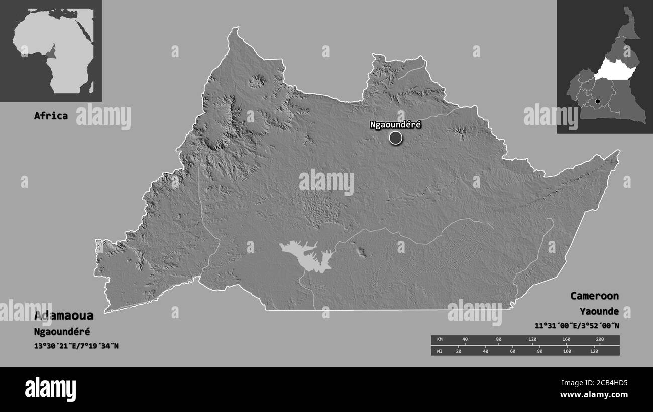 Shape Of Adamaoua Region Of Cameroon And Its Capital Distance Scale Shape Of Adamaoua Region Of Cameroon And Its Capital Distance Scale Previews And Labels Bilevel Elevation Map 3d Rendering 2CB4HD5