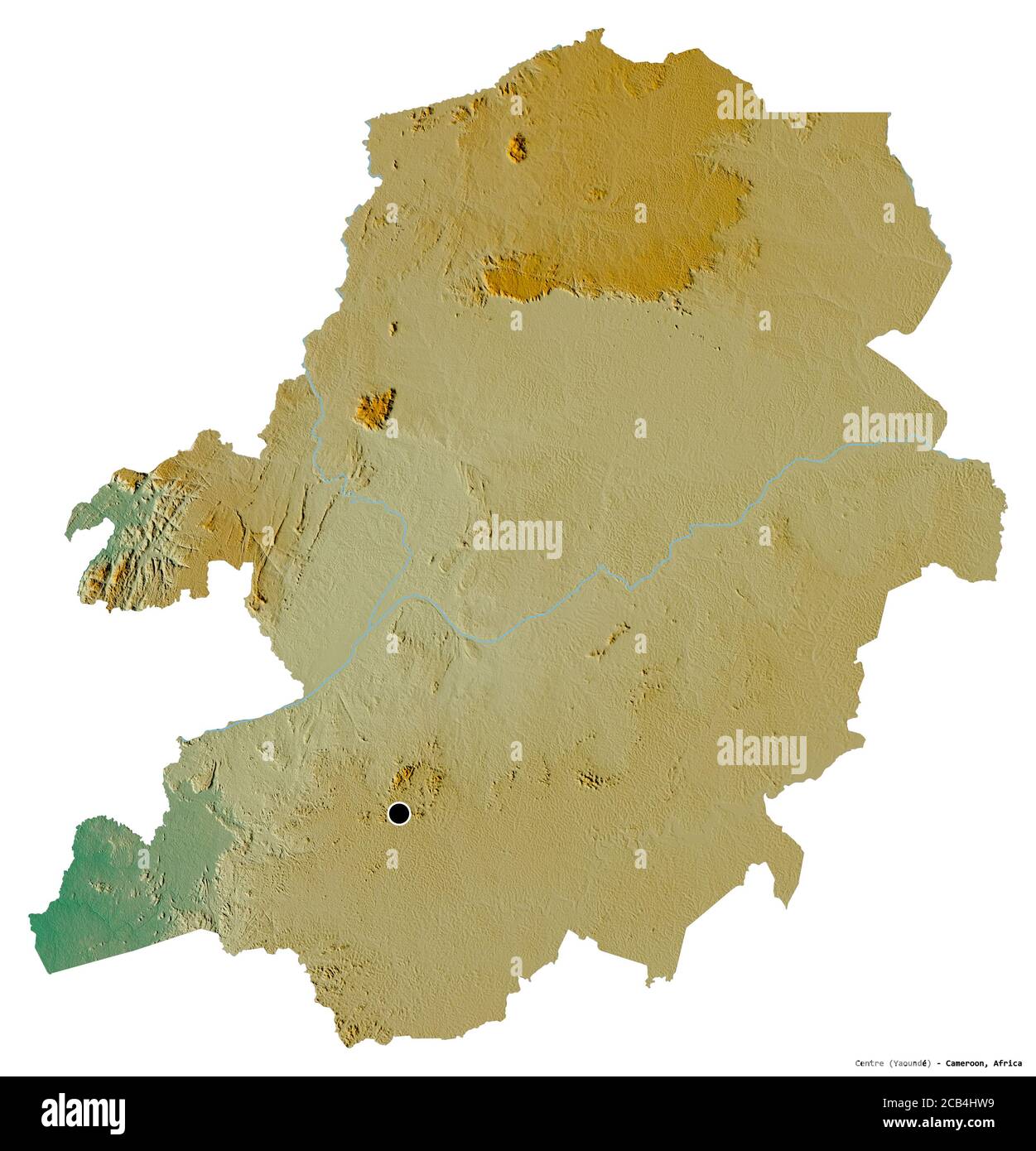 Shape of Centre, region of Cameroon, with its capital isolated on white ...