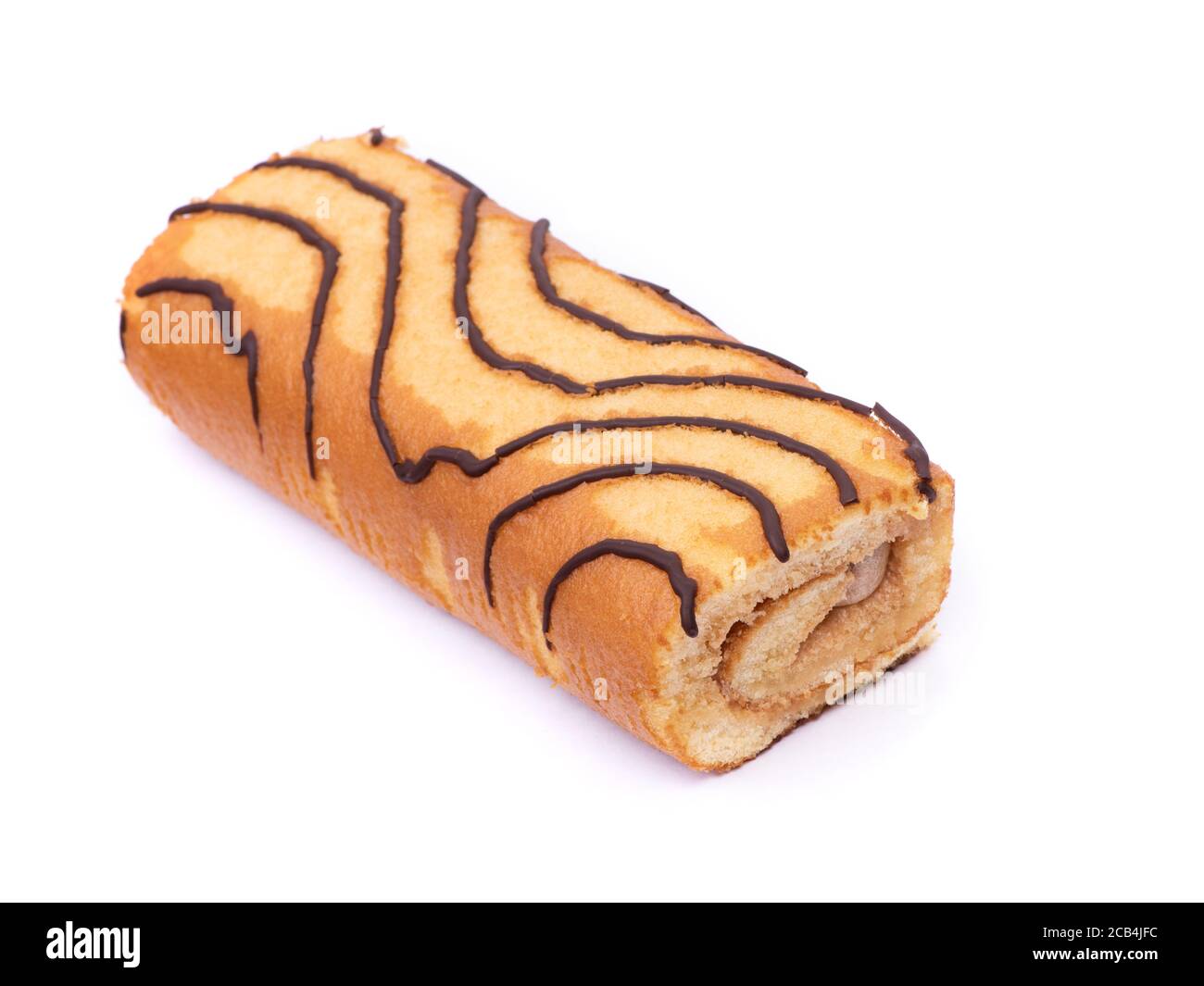 Sponge cake roll isolated on white background Stock Photo