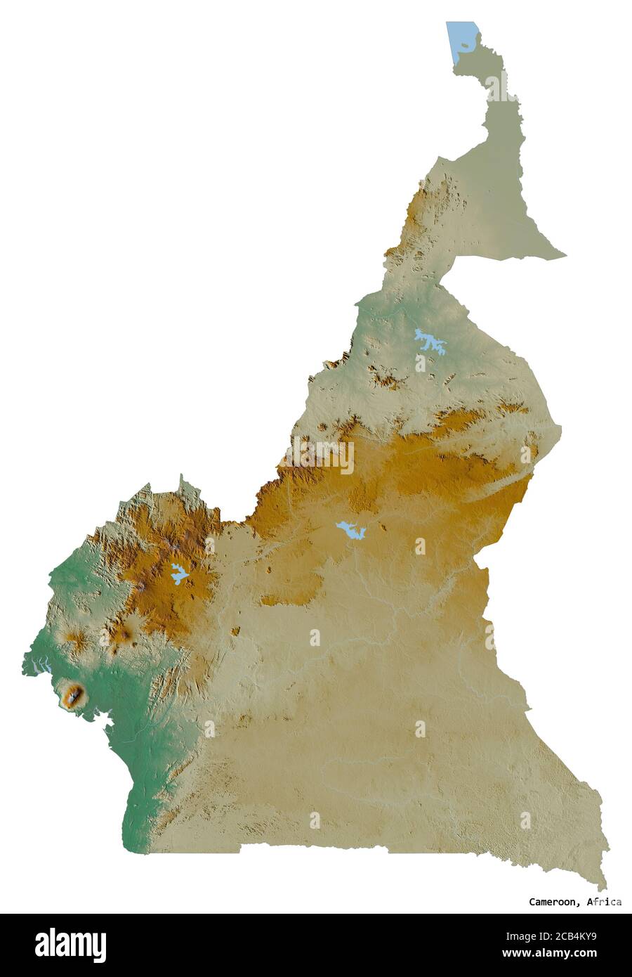 Shape Of Cameroon With Its Capital Isolated On White Background 