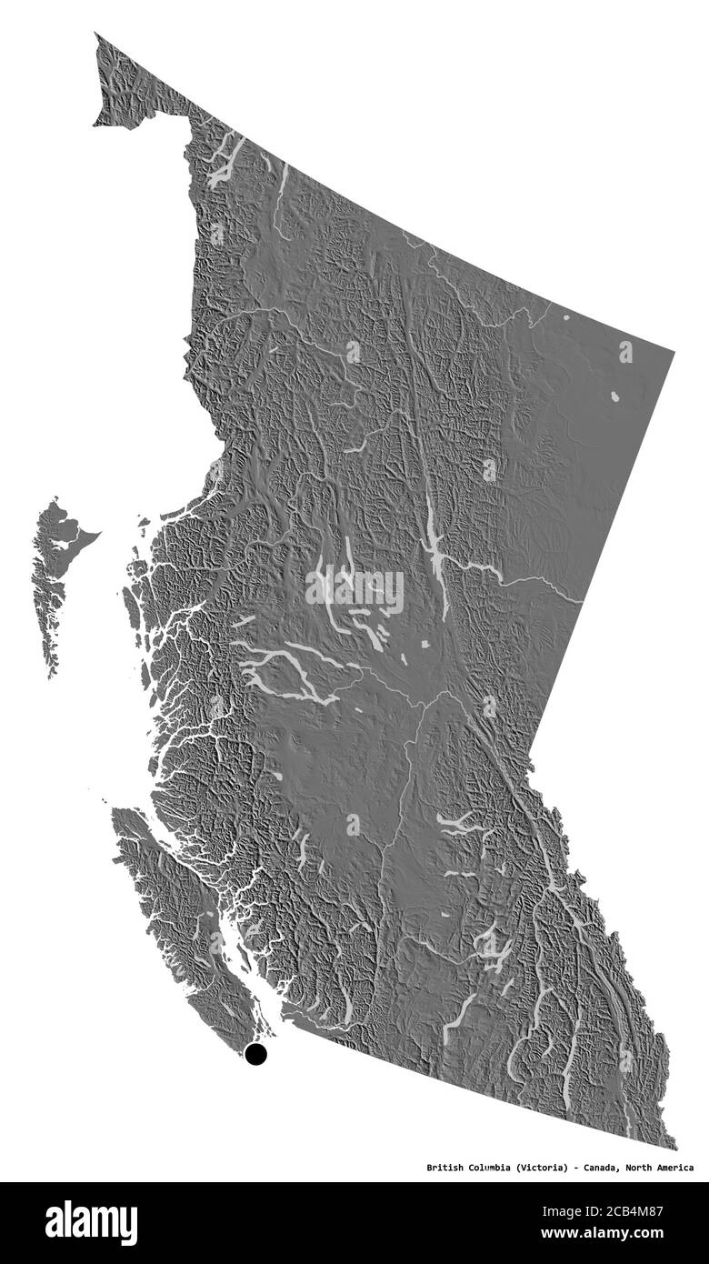 British Columbia Elevation Map Shape Of British Columbia, Province Of Canada, With Its Capital Isolated On  White Background. Bilevel Elevation Map. 3D Rendering Stock Photo - Alamy