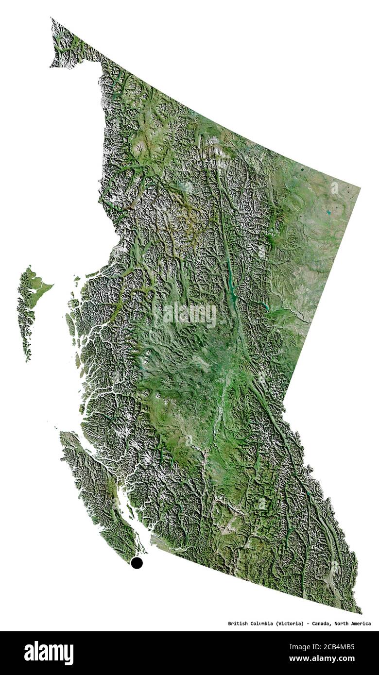 Satellite View Of Bc Shape Of British Columbia, Province Of Canada, With Its Capital Isolated On  White Background. Satellite Imagery. 3D Rendering Stock Photo - Alamy