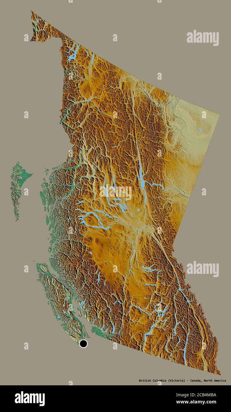 British Columbia Topographic Map Shape Of British Columbia, Province Of Canada, With Its Capital Isolated On  A Solid Color Background. Topographic Relief Map. 3D Rendering Stock Photo  - Alamy