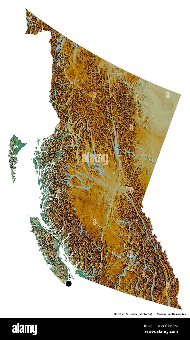 British Columbia Topographic Map Shape Of British Columbia, Province Of Canada, With Its Capital Isolated On  White Background. Topographic Relief Map. 3D Rendering Stock Photo - Alamy