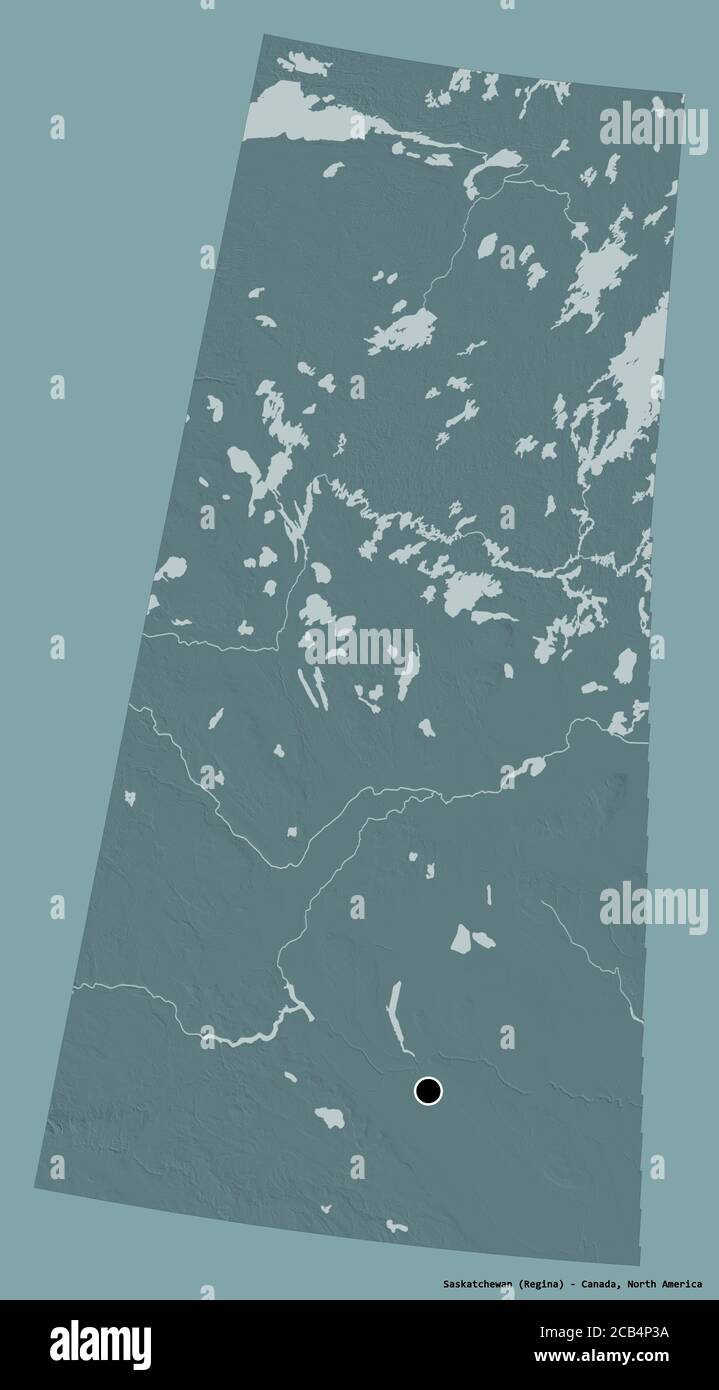 Shape of Saskatchewan, province of Canada, with its capital isolated on ...