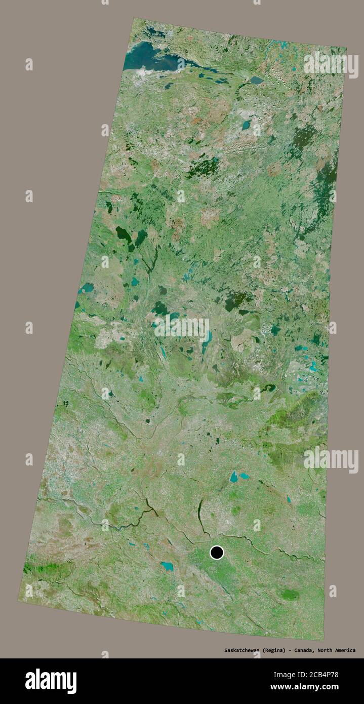 Satellite Map Of Saskatchewan Shape Of Saskatchewan, Province Of Canada, With Its Capital Isolated On A  Solid Color Background. Satellite Imagery. 3D Rendering Stock Photo - Alamy