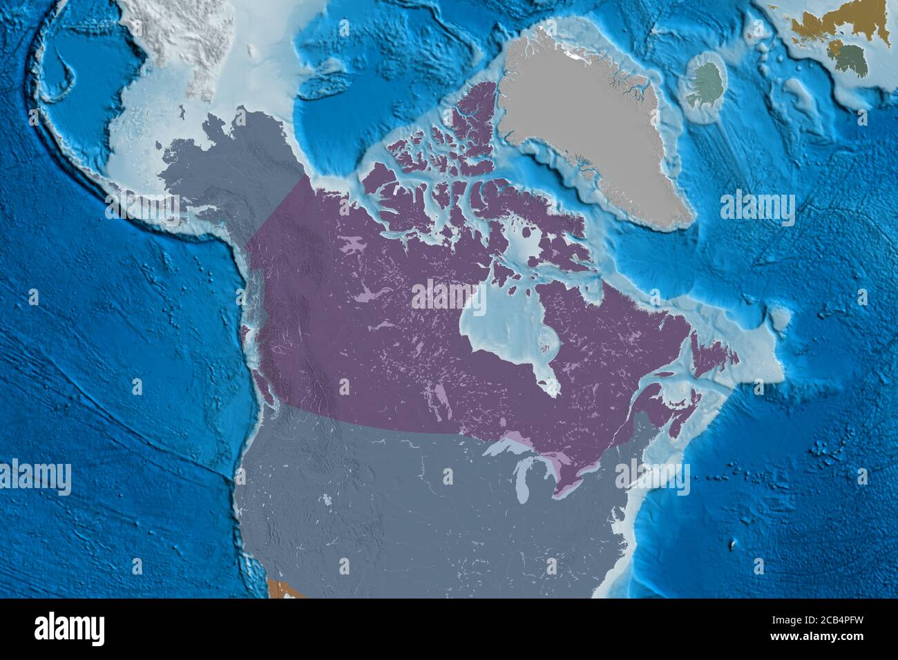 Canada Elevation Map 3d Extended Area Of Canada. Colored Elevation Map. 3D Rendering Stock Photo -  Alamy