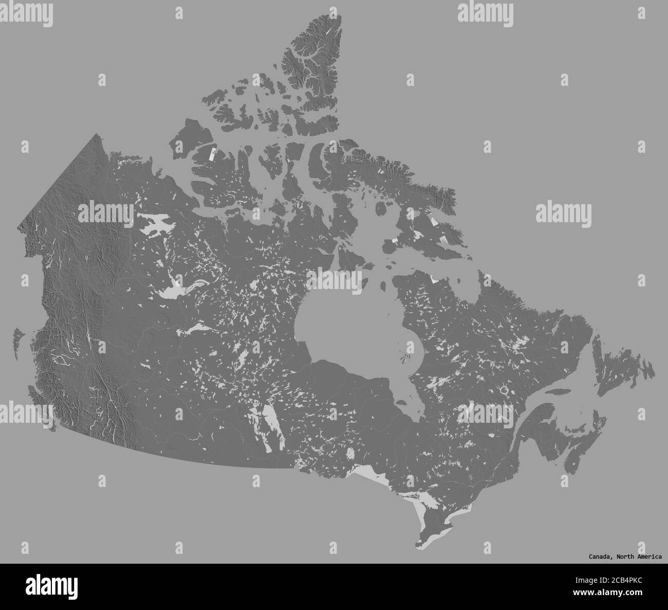 Shape of Canada with its capital isolated on a solid color background ...