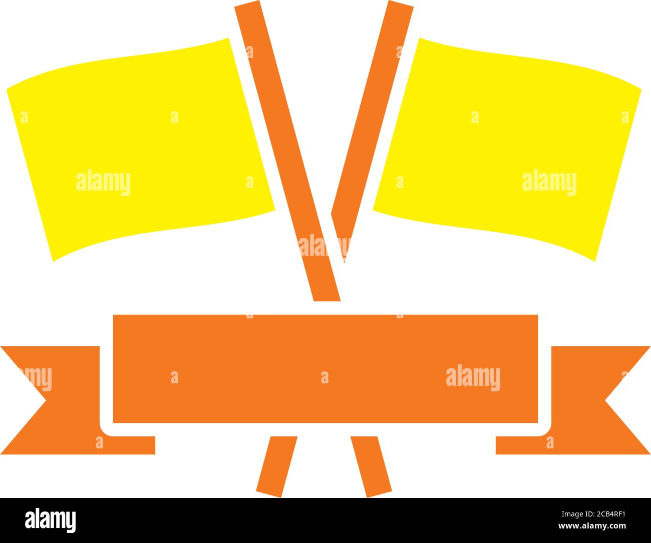 race flags and decorative ribbon over white background, flat style ...