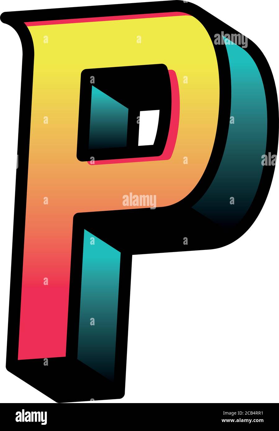 3d p letter design, lettering typography retro and comic theme Vector  illustration Stock Vector Image & Art - Alamy