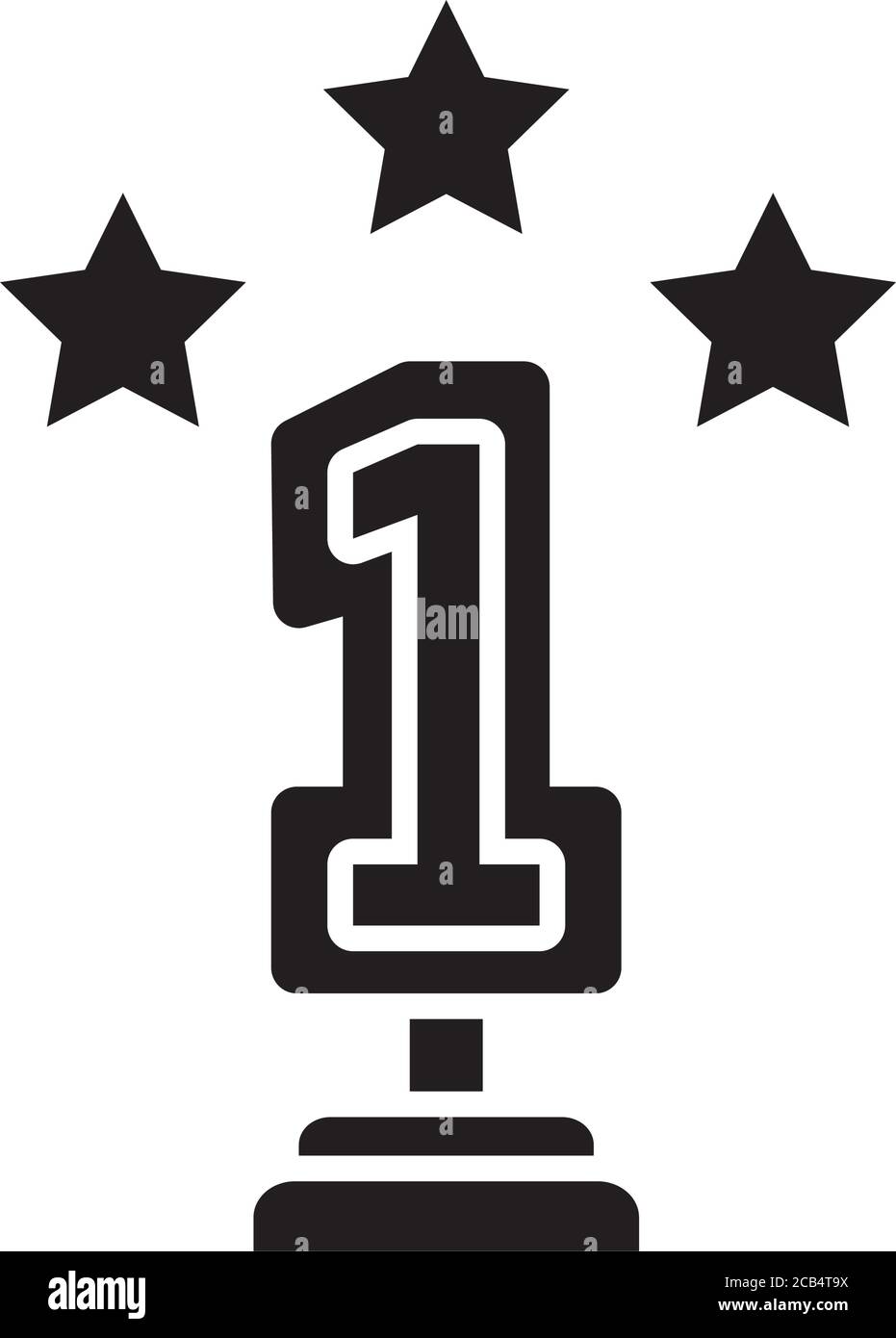 number one trophy with decorative stars icon over white background