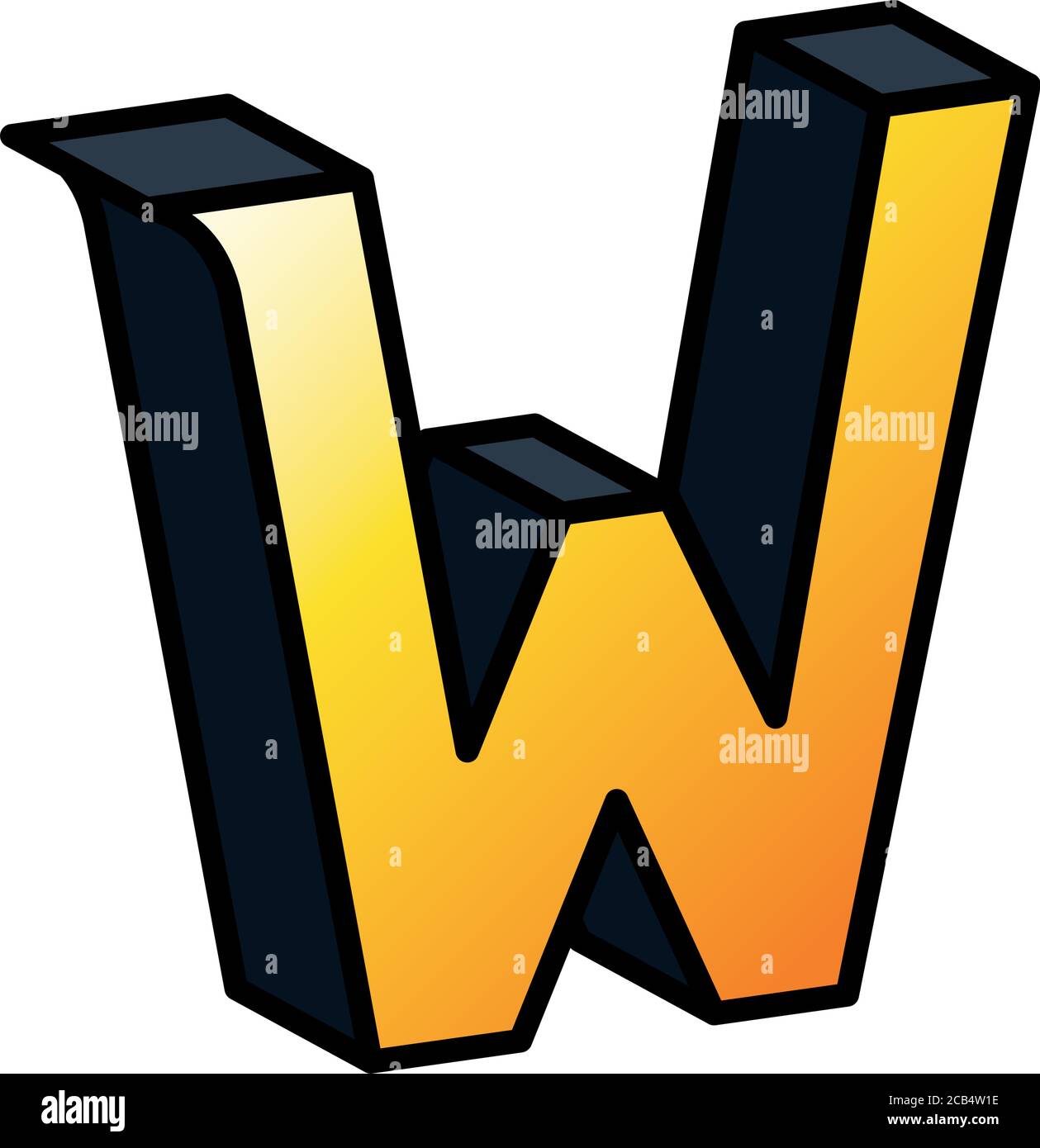 3d w letter design, lettering typography retro and comic theme Vector