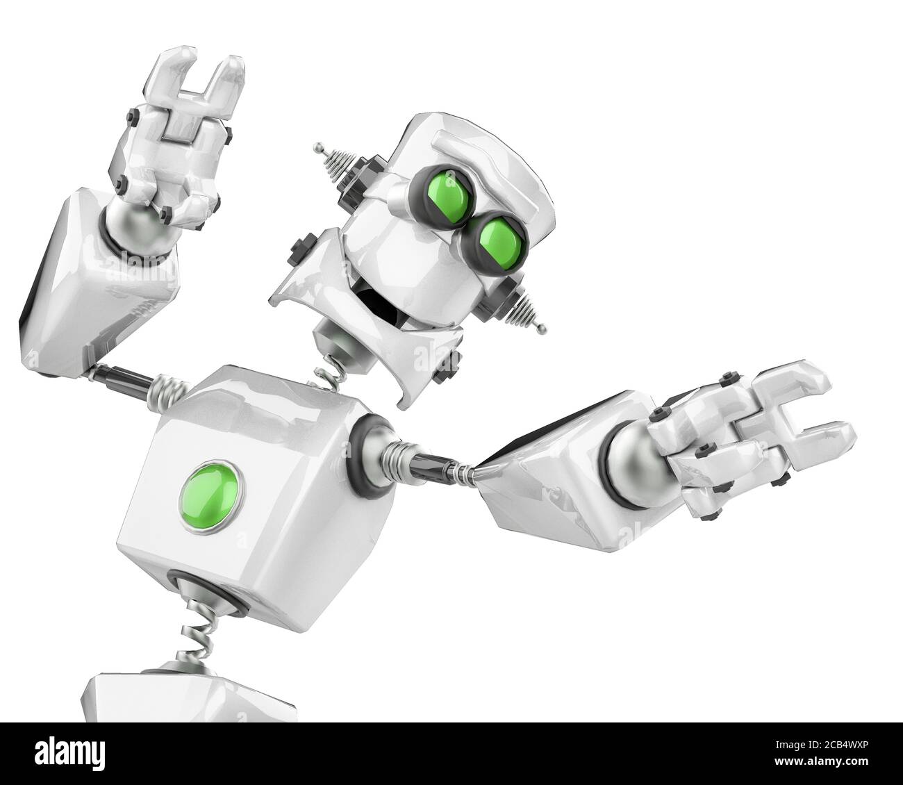 funny robot cartoon happy dance in a white background, 3d illustration  Stock Photo - Alamy