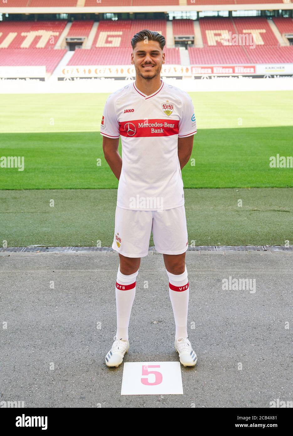 Stuttgart Germany 10th August 2020 Konstantinos Mavropanos Vfb 5 Whole Figure Action Single Image Single Action At The Vfb Stuttgart Media Day In The 1 German Football League 1 Bundesliga Season